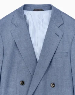 Zweireihiger Anzug der Soho-Linie aus Kaschmir und Baumwollstretch mit Denim-Effekt Blau