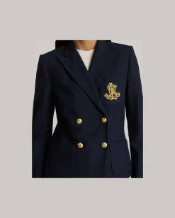 Zweireihiger Blazer aus Stretchpiqué Blue