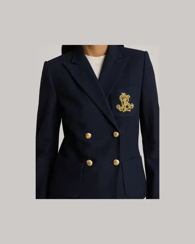 Zweireihiger Blazer aus Stretchpiqué Blue