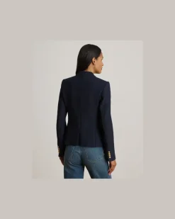 Zweireihiger Blazer aus Stretchpiqué Blue
