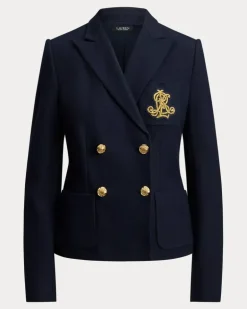 Zweireihiger Blazer aus Stretchpiqué Blue