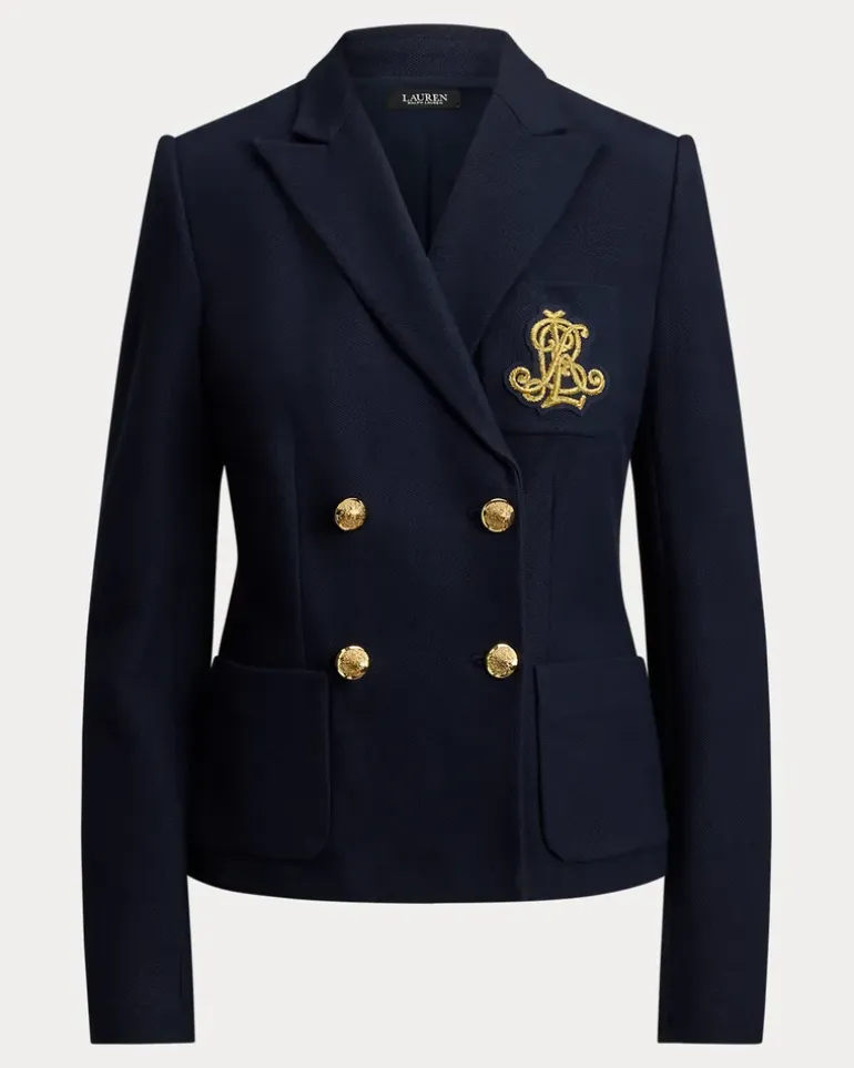 Zweireihiger Blazer aus Stretchpiqué Blue