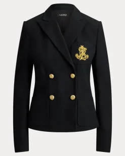 Zweireihiger Blazer aus Stretchpiqué Black