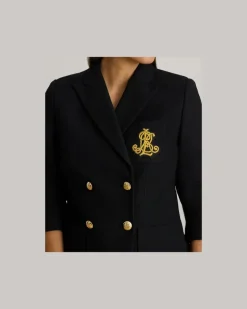 Zweireihiger Blazer aus Stretchpiqué Black