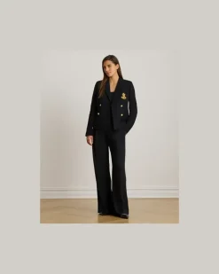 Zweireihiger Blazer aus Stretchpiqué Black