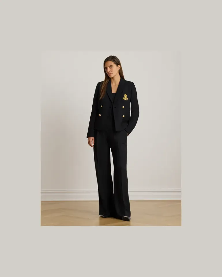 Zweireihiger Blazer aus Stretchpiqué Black
