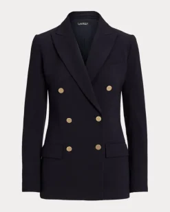 Zweireihiger Blazer aus Wollkrepp Blue