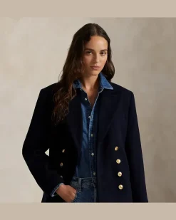 Zweireihiger Blazer aus Wollmelton Blue