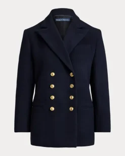 Zweireihiger Blazer aus Wollmelton Blue