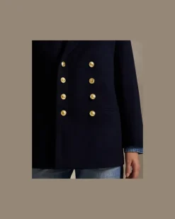 Zweireihiger Blazer aus Wollmelton Blue
