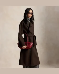 Zweireihiger Trenchcoat aus Kaschmir Brown