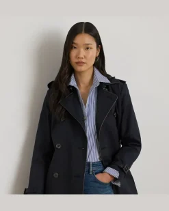 Zweireihiger Trenchcoat mit Baumwolle Blue