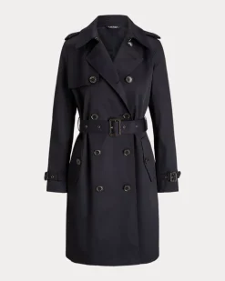 Zweireihiger Trenchcoat mit Baumwolle Blue