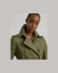 Zweireihiger Trenchcoat mit Baumwolle Green