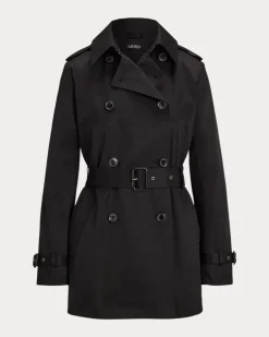 Zweireihiger Trenchcoat mit Baumwolle Black