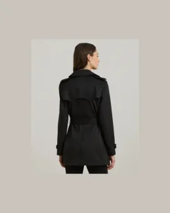 Zweireihiger Trenchcoat mit Baumwolle Black