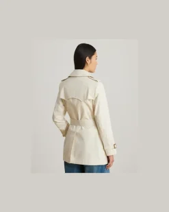 Zweireihiger Trenchcoat mit Baumwolle Cream