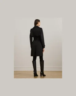 Zweireihiger Trenchcoat mit Baumwolle Black