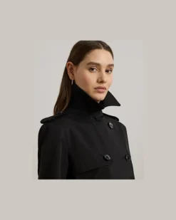 Zweireihiger Trenchcoat mit Baumwolle Black
